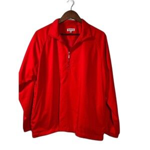Monterey Club Golf Pullover Windshirt Men Large Red Quarter Zip Lined Polyester